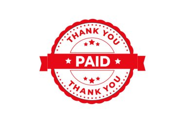 Round Thank you and paid stamp  label design. clipart