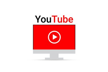 Bilgisayar ekranı konsept vektöründe Youtube Video oynatıcı simgesi