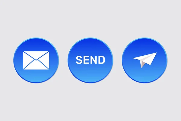 Mensagem Telegrama Enviar Vetor Ícone Botão Azul — Vetor de Stock