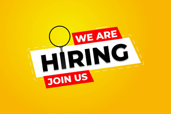 Мы нанимаем шаблон вакансии фон с увеличительным стеклом векторный элемент