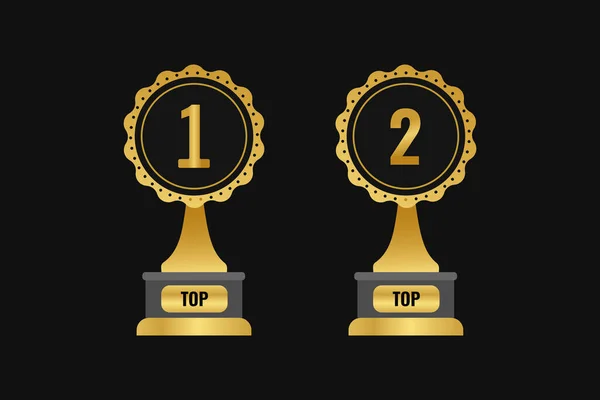 Top Best Podium Award Sign Golden Color — Stock Vector