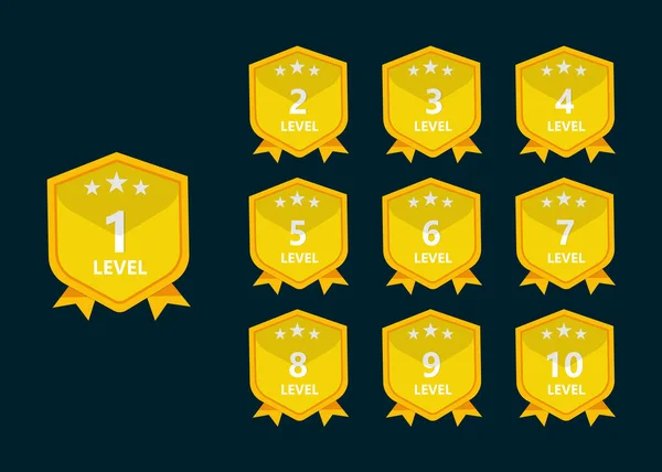 Game Level Gold Badges Number Game Design — Stock Vector