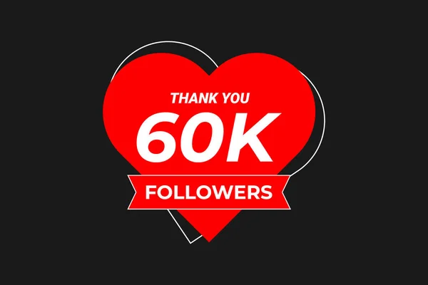 60K Közösségi Média Követői Köszönöm Banner — Stock Vector