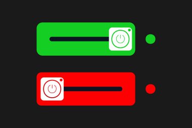 Kırmızı ve yeşil düğme vektör illüstrasyonunu kapat