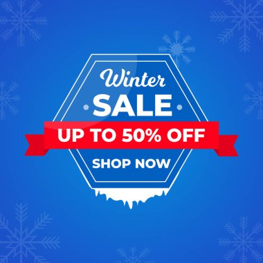 Kış indirimli pankart tasarımı% 50 'ye varıyor.. 