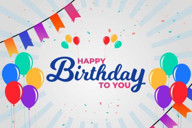 Renkli balonlar Mutlu doğum günü kartı tasarımı vektör çizimi