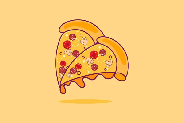 Flying Slice Pizza Cartoon Vector Illustration — Stock Vector