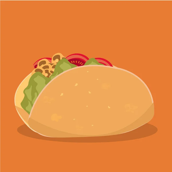 Fast Food Taco Διάνυσμα Χαριτωμένο Εικονογράφηση Μασκότ Κινουμένων Σχεδίων — Διανυσματικό Αρχείο