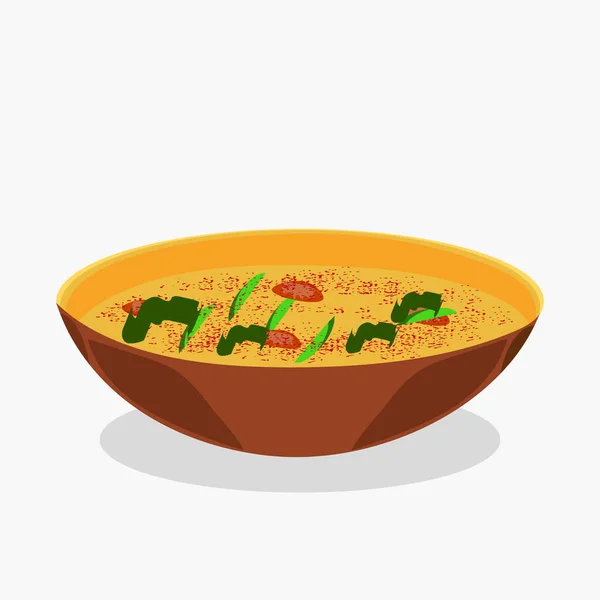 Столовые Приборы Блюдом Супа Векторной Иллюстрацией Овощей — стоковый вектор