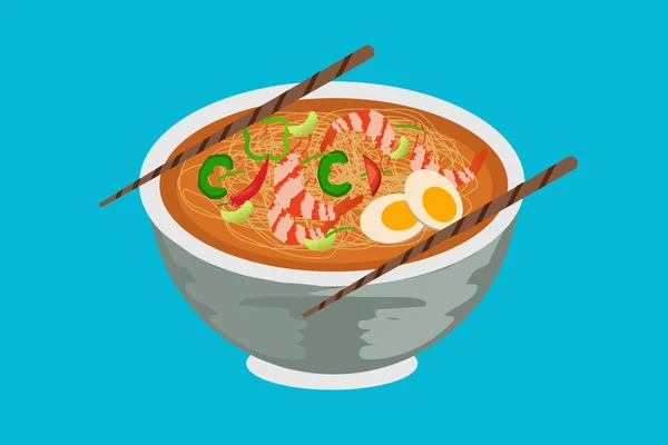 Ρεαλιστική Asianfood Επίπεδη Σχεδίαση Εικονογράφηση Τροφίμων — Διανυσματικό Αρχείο