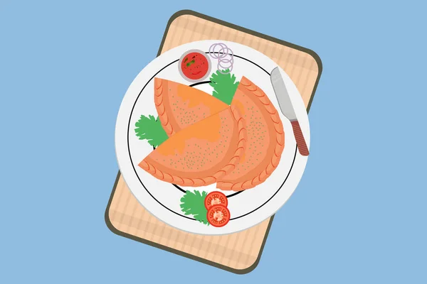 Empanadas Con Ilustración Vectores Alimentarios Tradicionales Tomate — Vector de stock