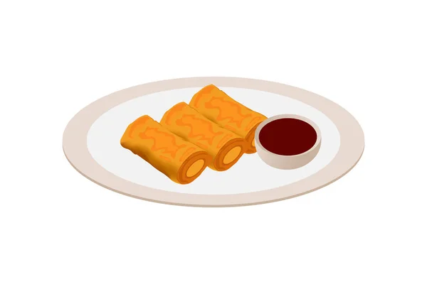 Άνοιξη Ρολά Asianfood Διανυσματική Απεικόνιση — Διανυσματικό Αρχείο