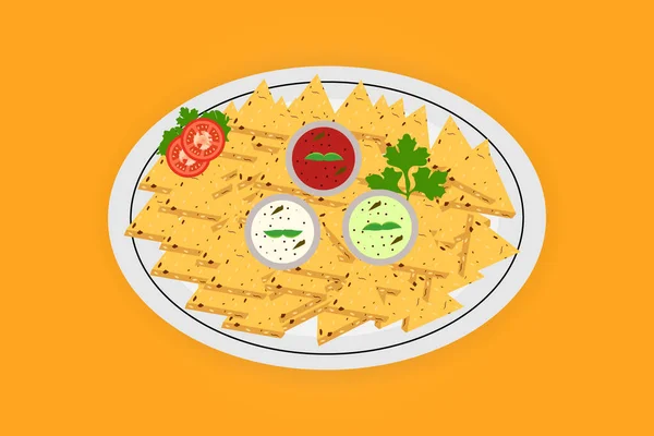 Nachos Potato Chips Crispy Tomato Vector Illustration — Stock Vector