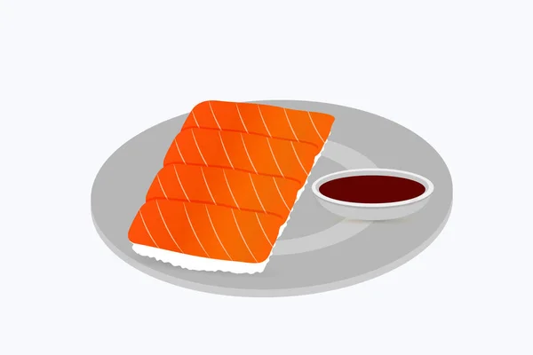 Nigiri Sushi Dengan Ilustrasi Vektor Saus Tomat - Stok Vektor