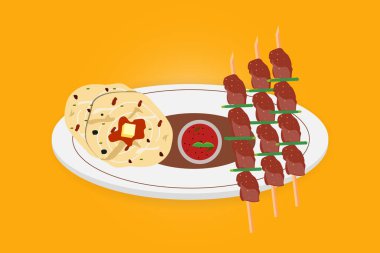 Kebap ve geleneksel yemek tasarım vektörü