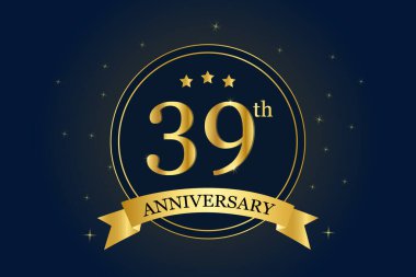 39. yıl dönümü altın sayı kurdelesi pankart tasarımı.