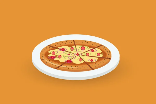 Fast Food Pizza Vetor Ilustração — Vetor de Stock