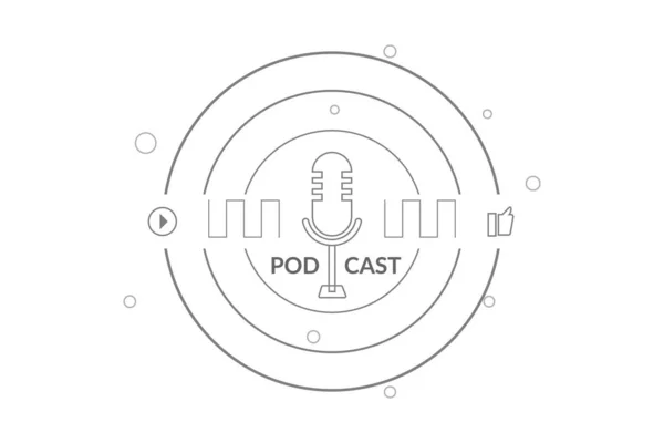 Podcast Radio Μικρόφωνο Διάνυσμα Εικονογράφηση Έννοια Σχεδιασμό — Διανυσματικό Αρχείο