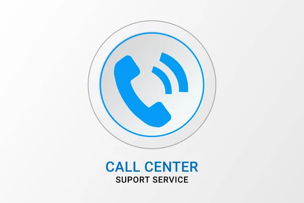 Call Center Banner Blue White Phone Call Icon Design — Stock Vector