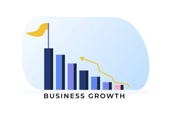 Gráfico Pasos Crecimiento Empresarial Flecha Vector Ilustración — Vector de stock