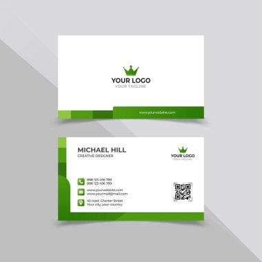  Beyaz yeşil ve beyaz renkli minimal kartvizit şablonu