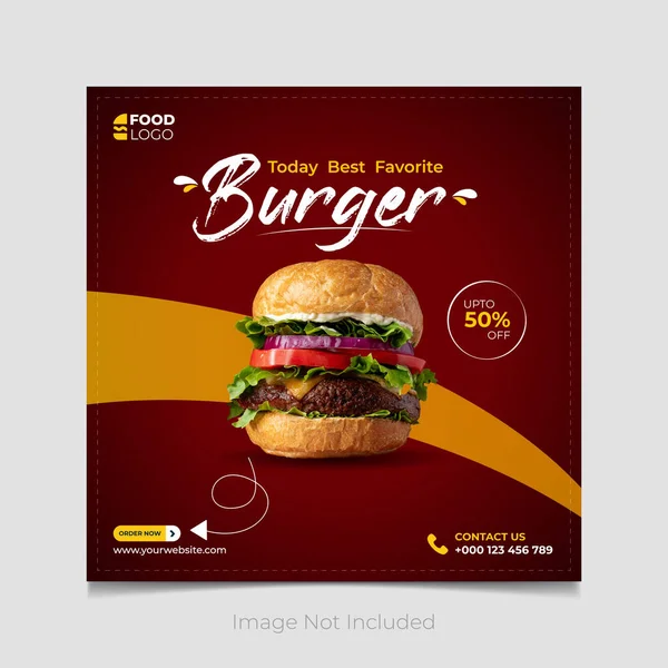 Vector Köstliche Speisekarte Burger Social Media Vorlage — Stockvektor