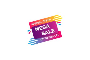 Düz tasarım pankartın vektör çizimi, özel teklif, satış, fiyat etiketi, kurdele, kurdele, etiket