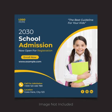Okula kabul sosyal medya paylaşımı ve okula kabul sosyal medya posta şablonu tasarımı.  