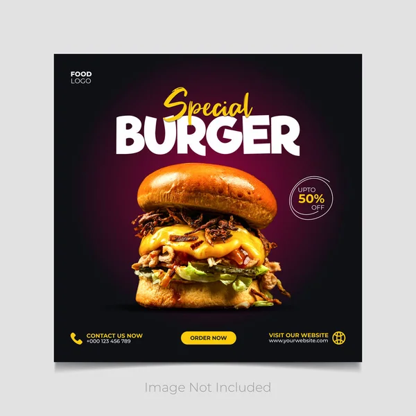 Food Menü Burger Social Media Post Template Design — Stockvektor