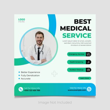 Tıbbi doktor ve sağlık sosyal medya tasarım vektörü şablonu