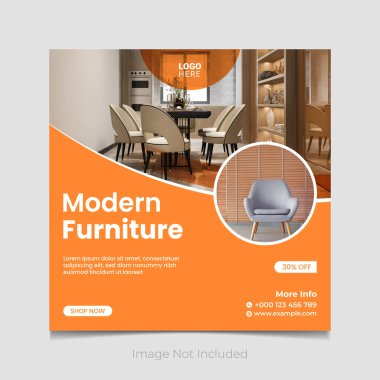 Mobilyalar ve ev içi sosyal medya posta şablonu.