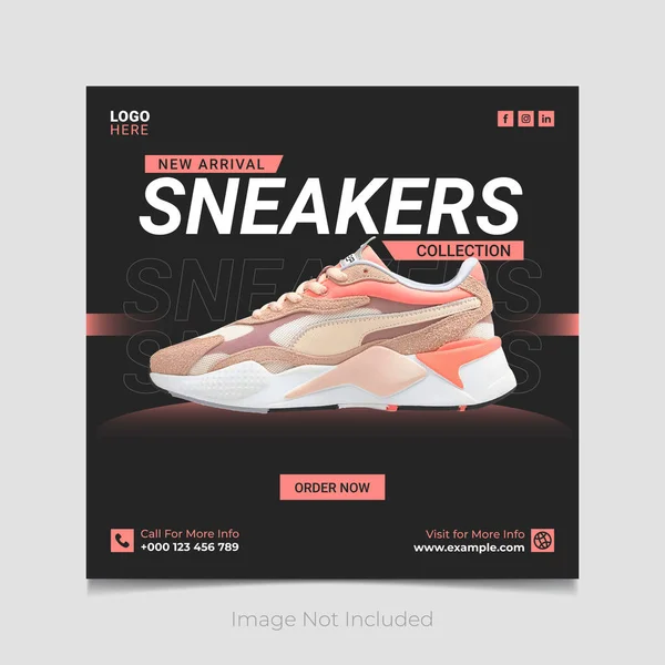 New Arrival Sneakers Kokoelma Sosiaalisen Median Post Design — vektorikuva