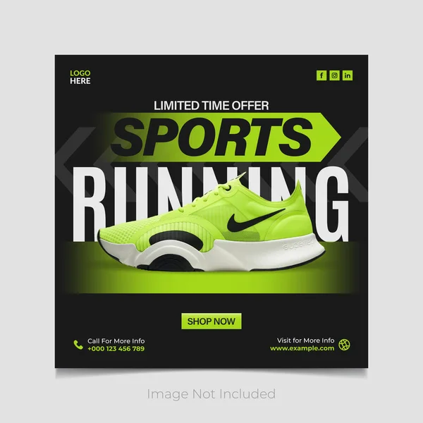 Sports Shoes Collection Social Media Post Template Vector Design — Vetor de Stock