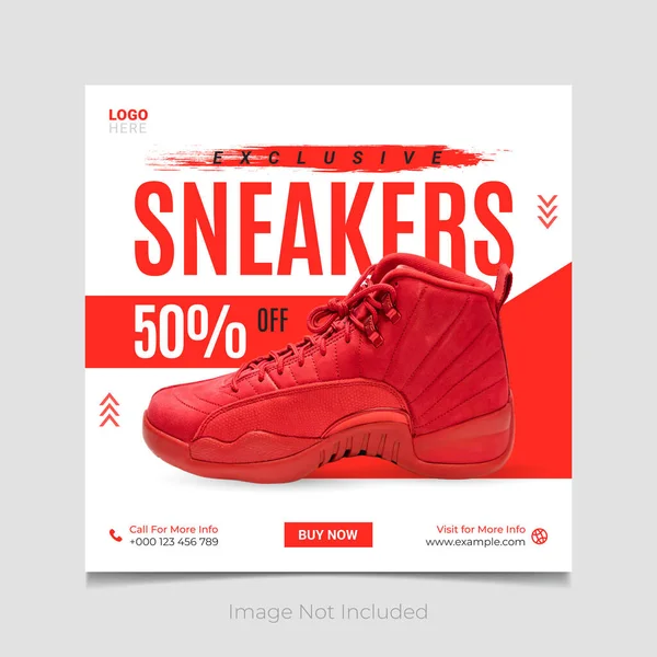 Özel Sneakers Sosyal Medya Postası Posta Şablonu Tasarımı Satışı — Stok Vektör