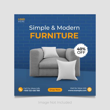 Modern mobilya satışı sosyal medya posta vektör şablonu 