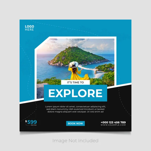 stock vector Explore travel agency social media post template