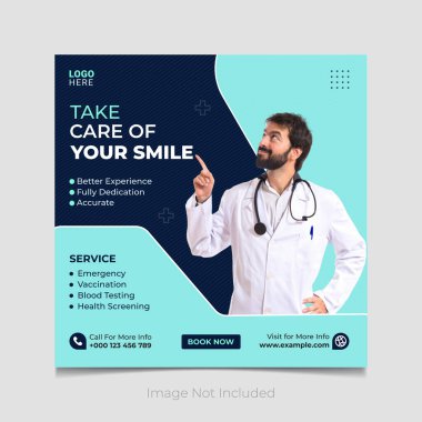 Vektör tıbbi sağlık sosyal medya post tasarımı