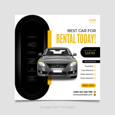 En iyi kiralık araba bugün Sosyal Medya Posta Şablonu Tasarımı.