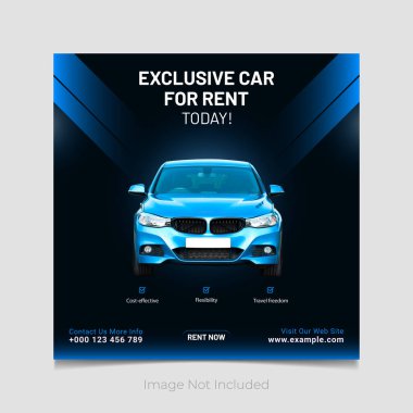 Bugünün özel kiralık arabası Sosyal Medya Posta Şablonu Tasarımı.