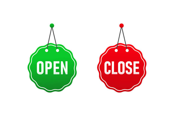 Open and closed sign vector design.