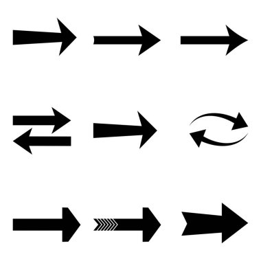Ok Vektörü Sembolleri ve simge Koleksiyonunu Ayarla