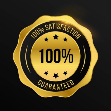 Yüzde yüz tatmin garantisi, tam güvenle, altın vektör