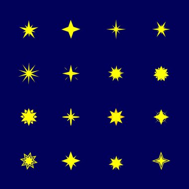 Koleksiyon sarı yıldız ışık simgeleri