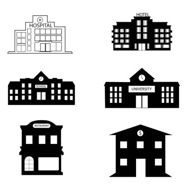 Siyah renkte farklı yapı vektörleri