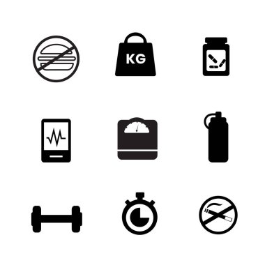 spor salonu Düzenlenebilir Simgeler simgeleri ayarladı