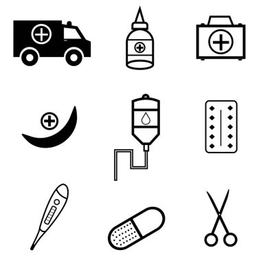 tıbbi simgeler taşıyıcı paketle