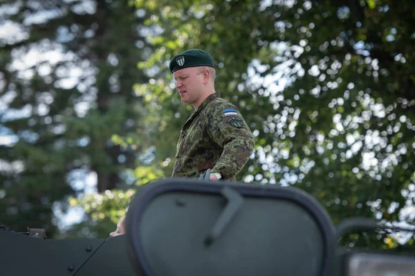 Ausstellung Der Ausrüstung Der Retter Der Militärpolizei Kilingi Nmme Estland — Stockfoto