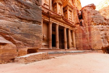 Ancient Rock-Cut Architecture of Petra in the Jordanian Desert clipart