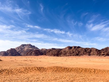 Ürdün 'deki Wadi Rum Çölü' nün manzarası