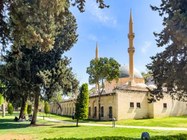 Huzurlu bir çevredeki ağaçlarla çevrili Güzel Cami Minareleri